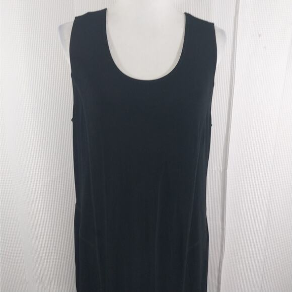 CHICO'S TRAVELERS! LUXE BLACK WRINKLE FREE FULL LENGTH TANK STYLE DRESS! SZ M - Picture 3 of 11
